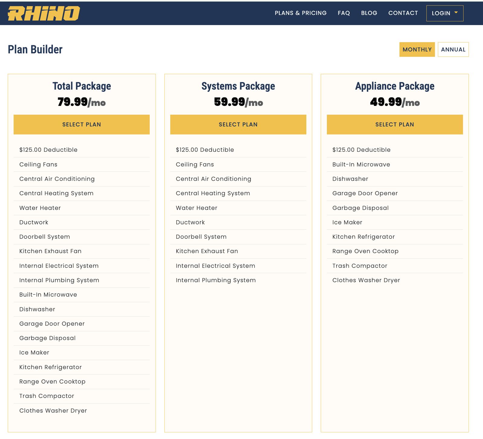 Rhino HomeGuard — Plan builder
