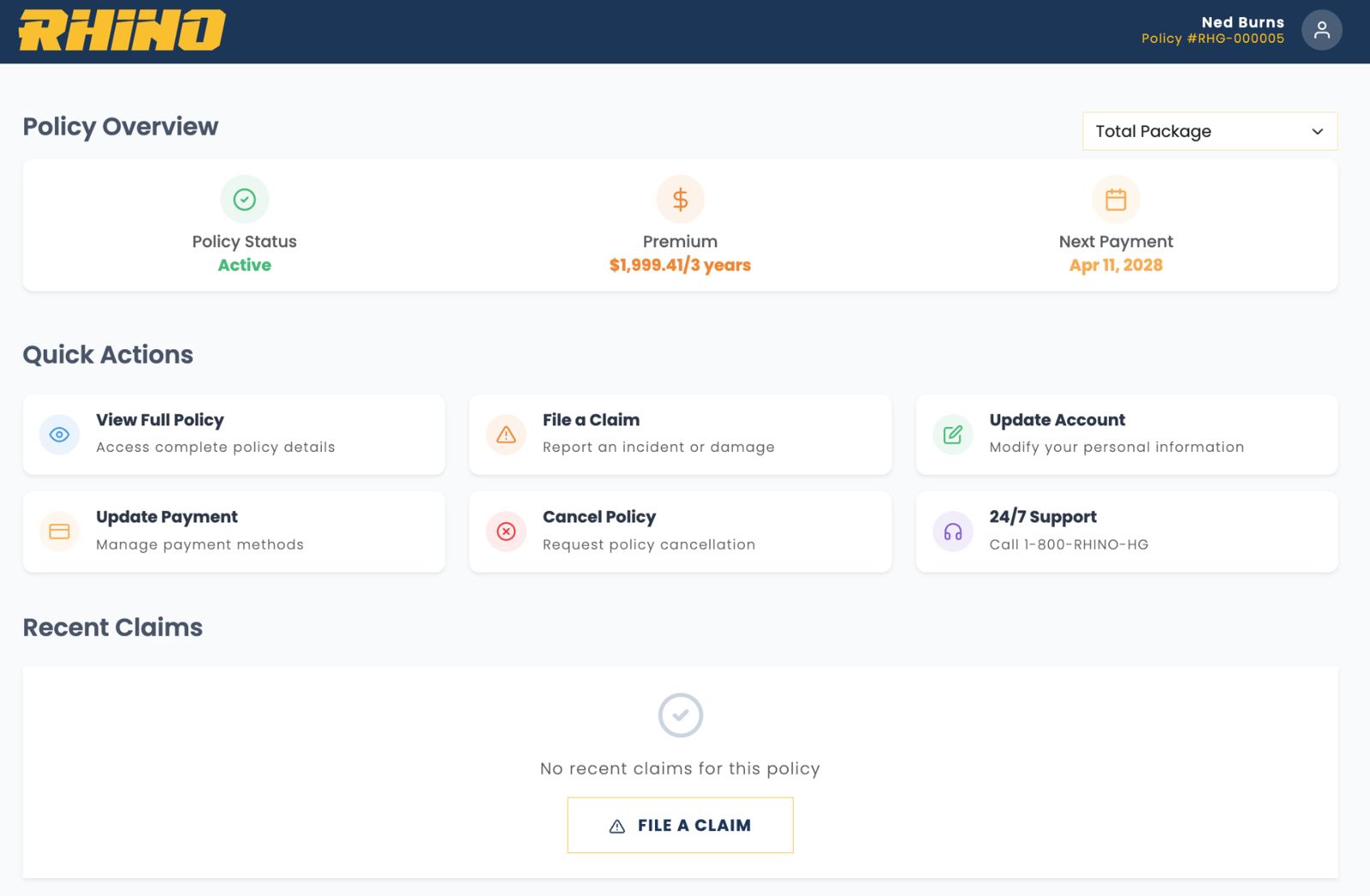 Rhino HomeGuard — Customer portal